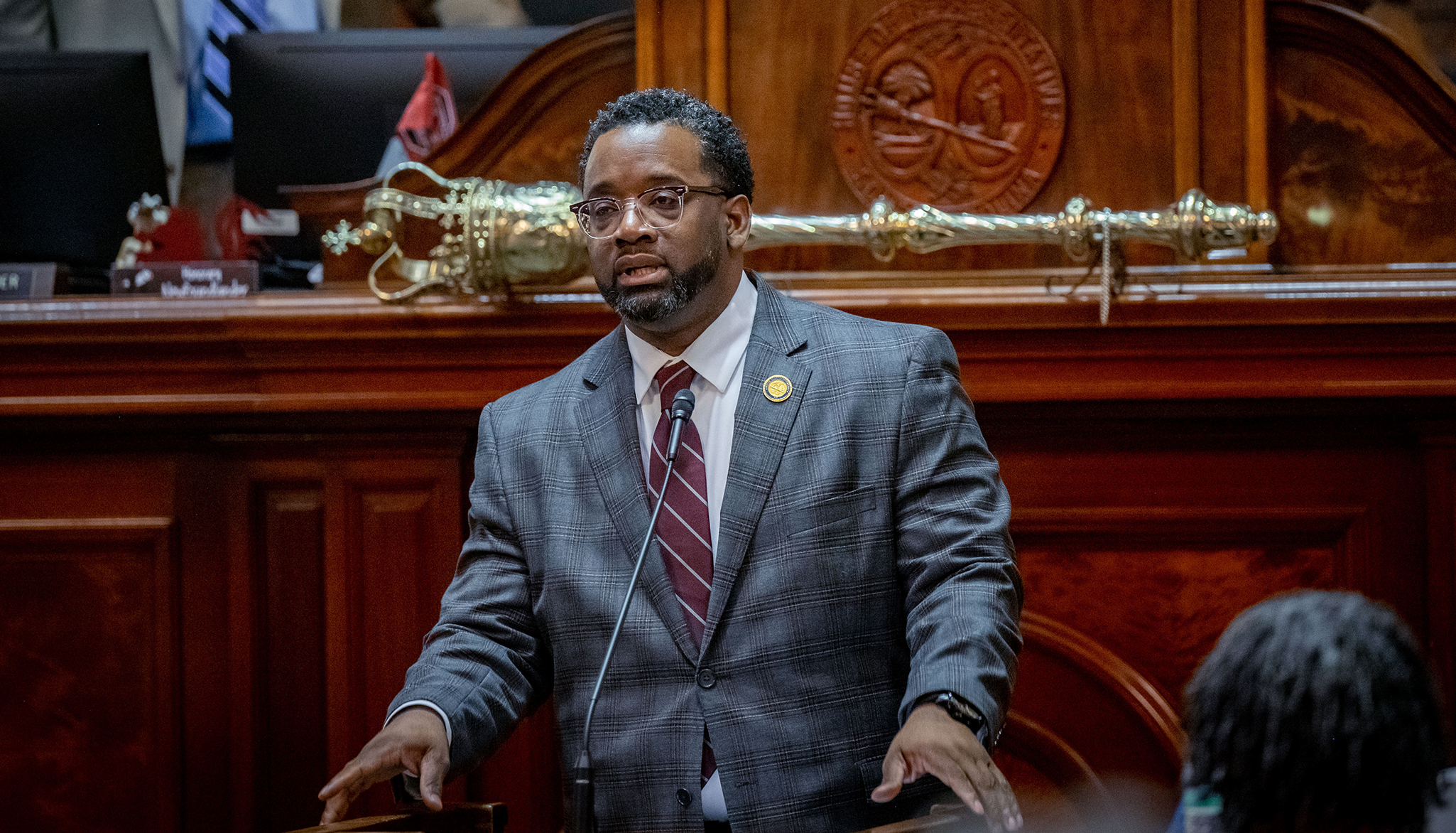 Wendell Jones speaking at the podium in the SC House of Representatives